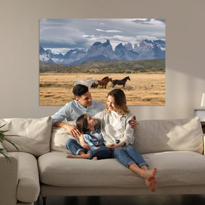Grand Teton Park Wild Horses Wall Art Canvas Print – Framed
