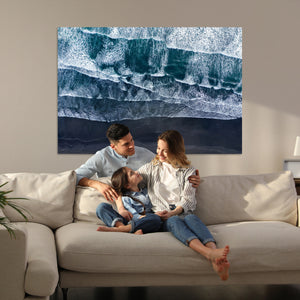 Black Beach Wall Art Canvas Print – Framed Aerial Ocean View