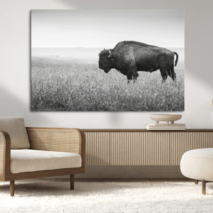 Bison Wall Art Canvas Print – Framed Rustic Wildlife Scene