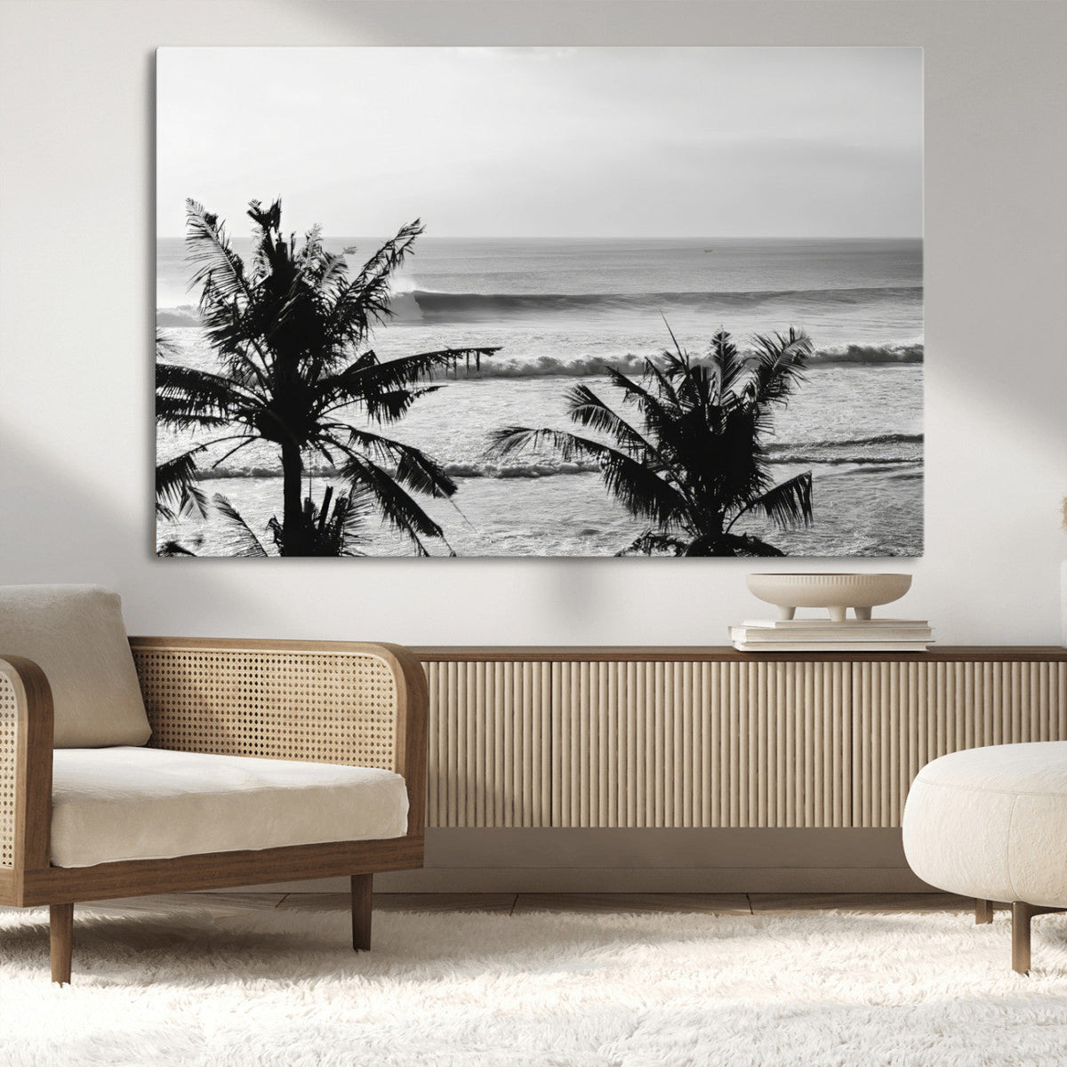 Tropical Coastline Wall Art Canvas Print – Framed Palm Trees