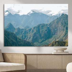Misty Mountain Wall Art Canvas Print – Framed Cloudy Andean