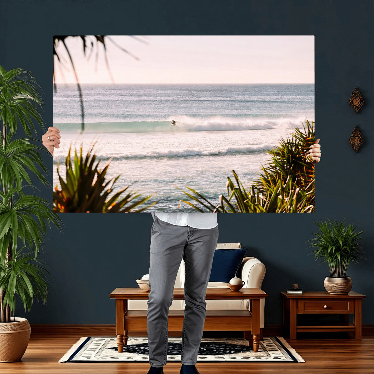 Ocean Surfer Wall Art Canvas Print – Framed Coastal Surf Art