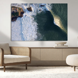 Nazare Coast Wall Art Canvas Print – Framed Aerial Ocean Art