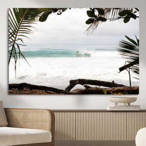 Tropical Surf Wall Art Canvas Print – Framed Palm Tree View
