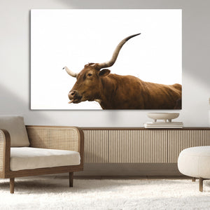 Longhorn Cow Wall Art Canvas Print – Framed Rustic Animal