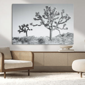 Joshua Tree Wall Art Canvas Print – Black and White Desert