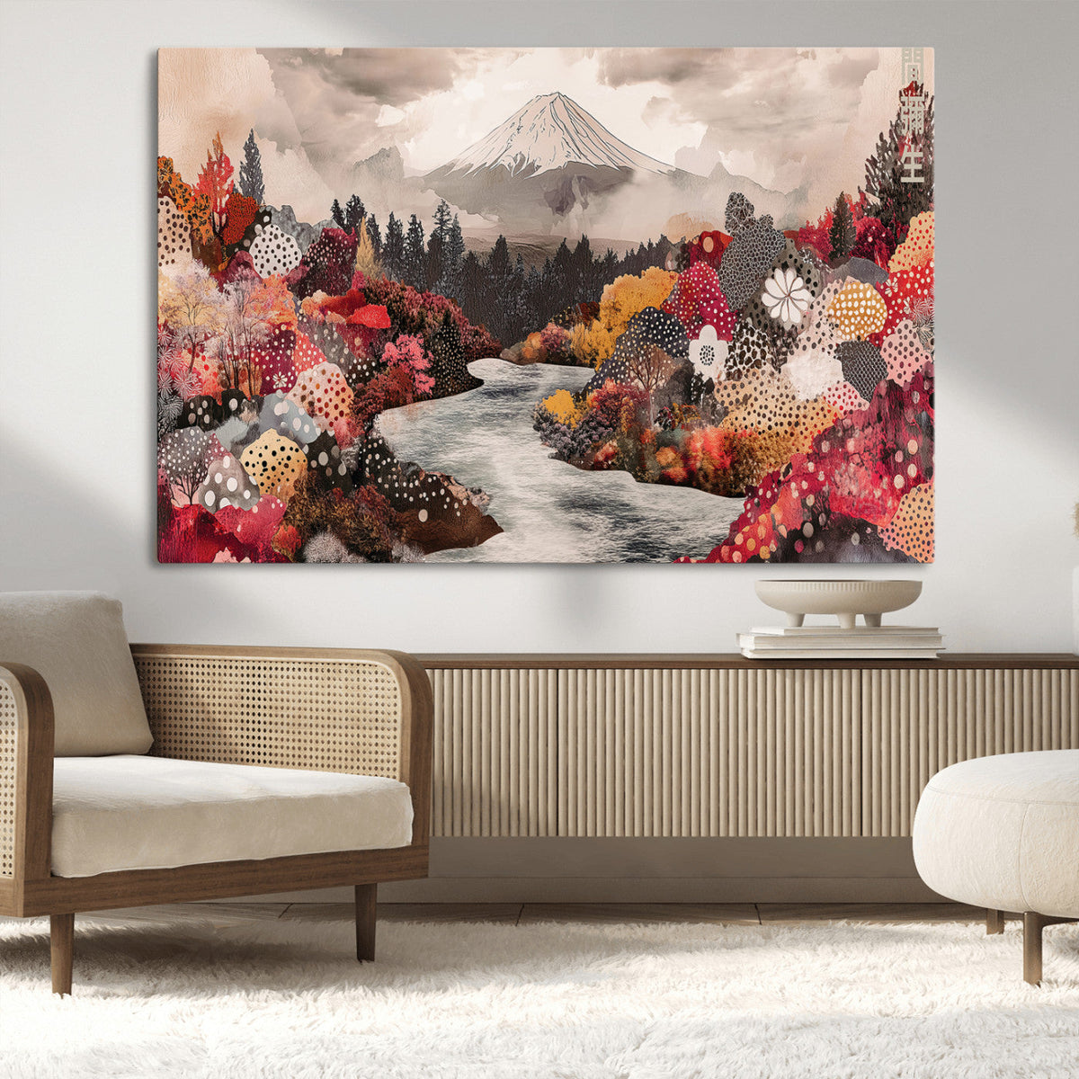 Mountain Wall Art Canvas Print – Framed Autumn Forest