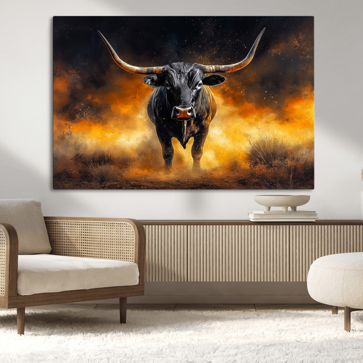 Longhorn Canvas Wall Art Canvas Print – Framed Bold Bull