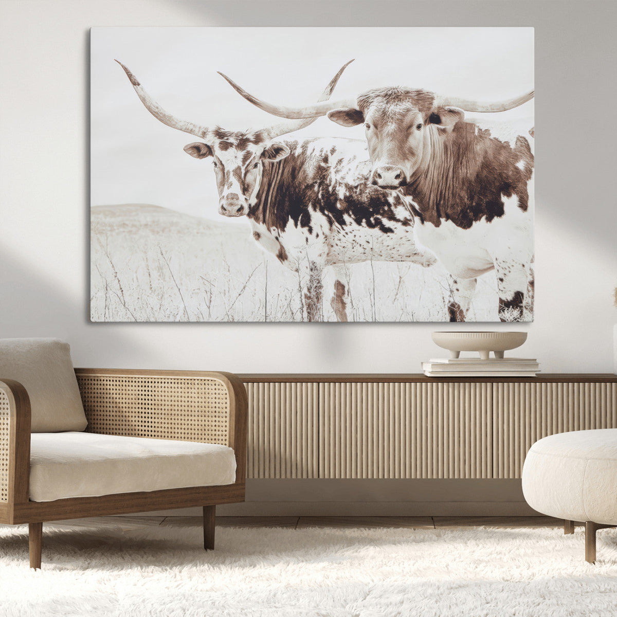 Longhorn Wall Art Canvas Print – Framed Western Cow Canvas