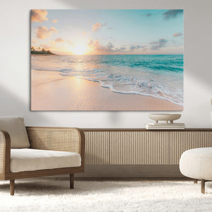 Beach Sunset Wall Art Canvas Print – Framed Ocean Waves