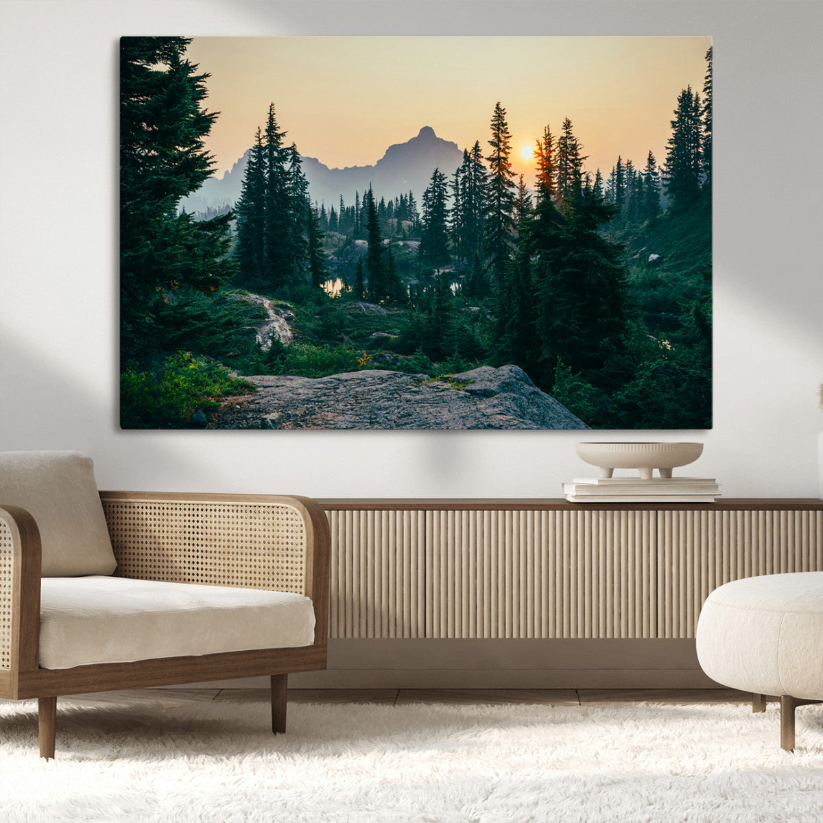 Mountain Landscape Wall Art Canvas Print – Framed Forest