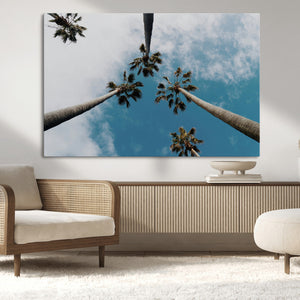 Tropical Palm Trees Wall Art Canvas Print Framed California