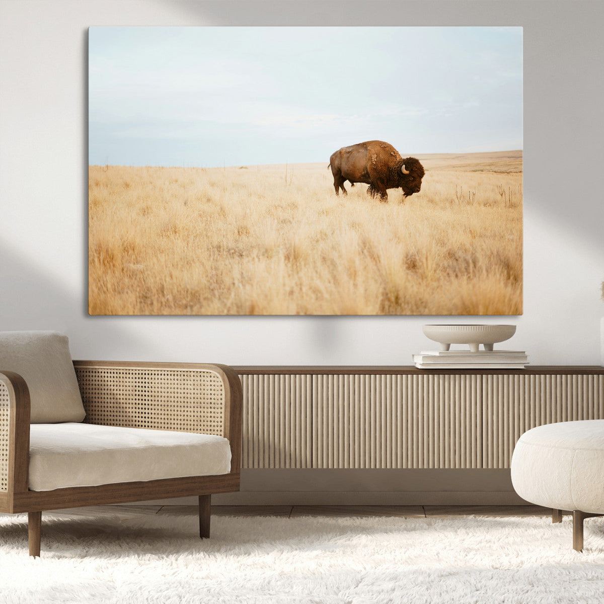 Buffalo Wall Art Canvas Print – Framed Western Wildlife