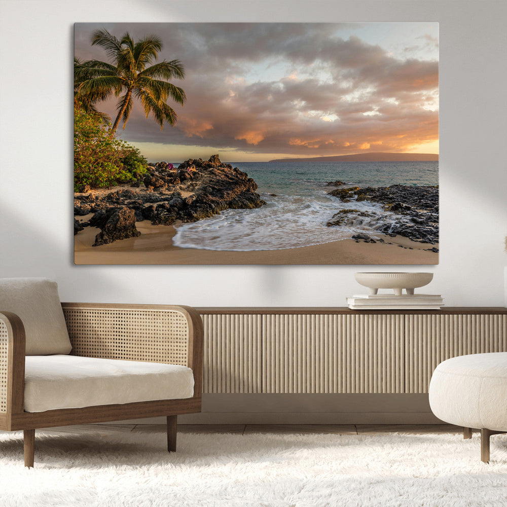 Tropical Beach Wall Art Canvas Print, Vibrant Hawaiian