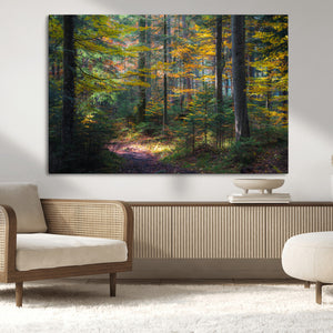 Autumn Forest Wall Art Canvas Print – Framed Fall Woodland
