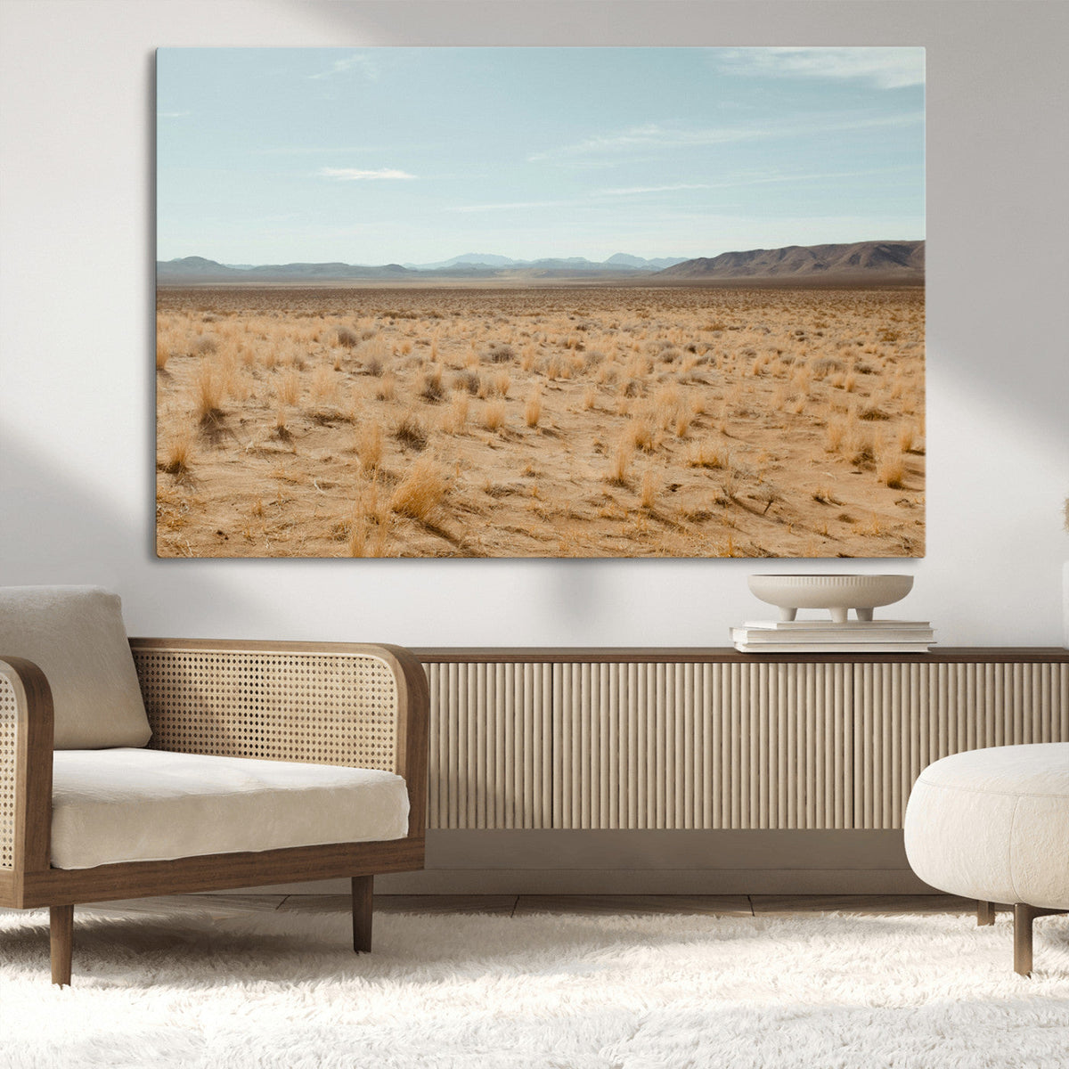 Desert Plains Wall Art Canvas Print, Golden Light Over Dry