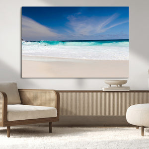 Ocean Breeze Wall Art Canvas Print, Aqua Waves and Coastal