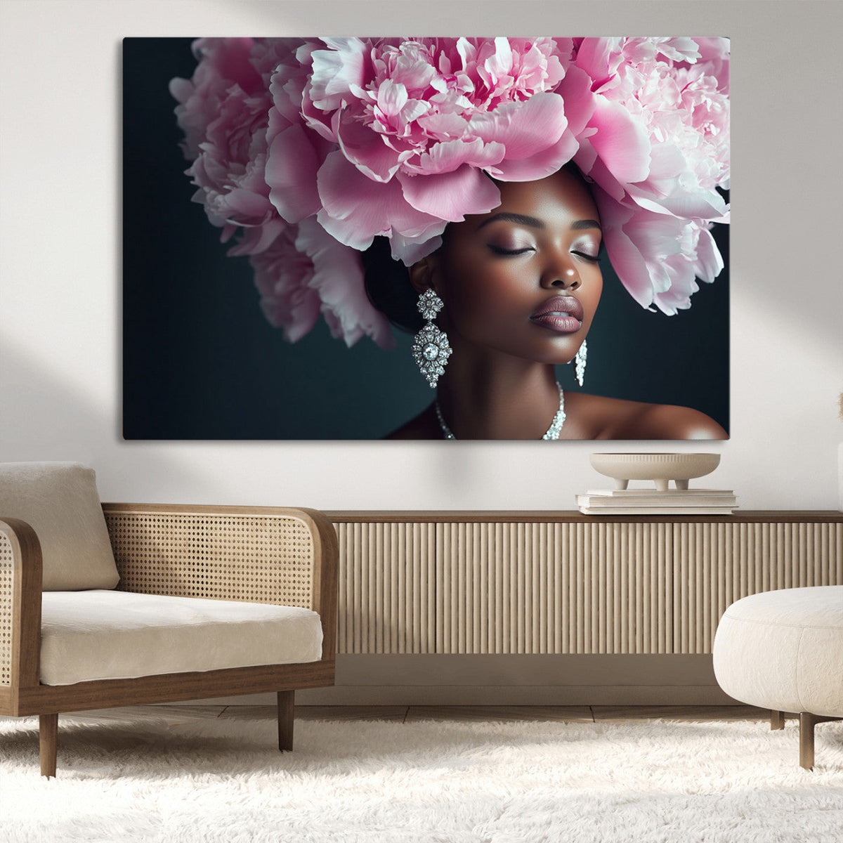 Black Beauty Petal Crown Wall Art Canvas Print – Floral