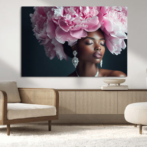 Black Beauty Petal Crown Wall Art Canvas Print – Floral