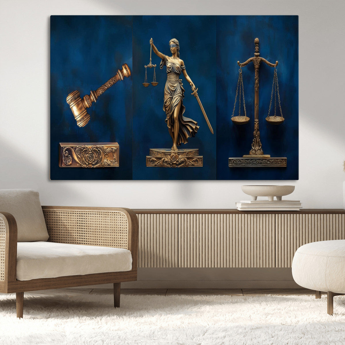 Lady Justice Wall Art Canvas Print – Elegant Gold Legal