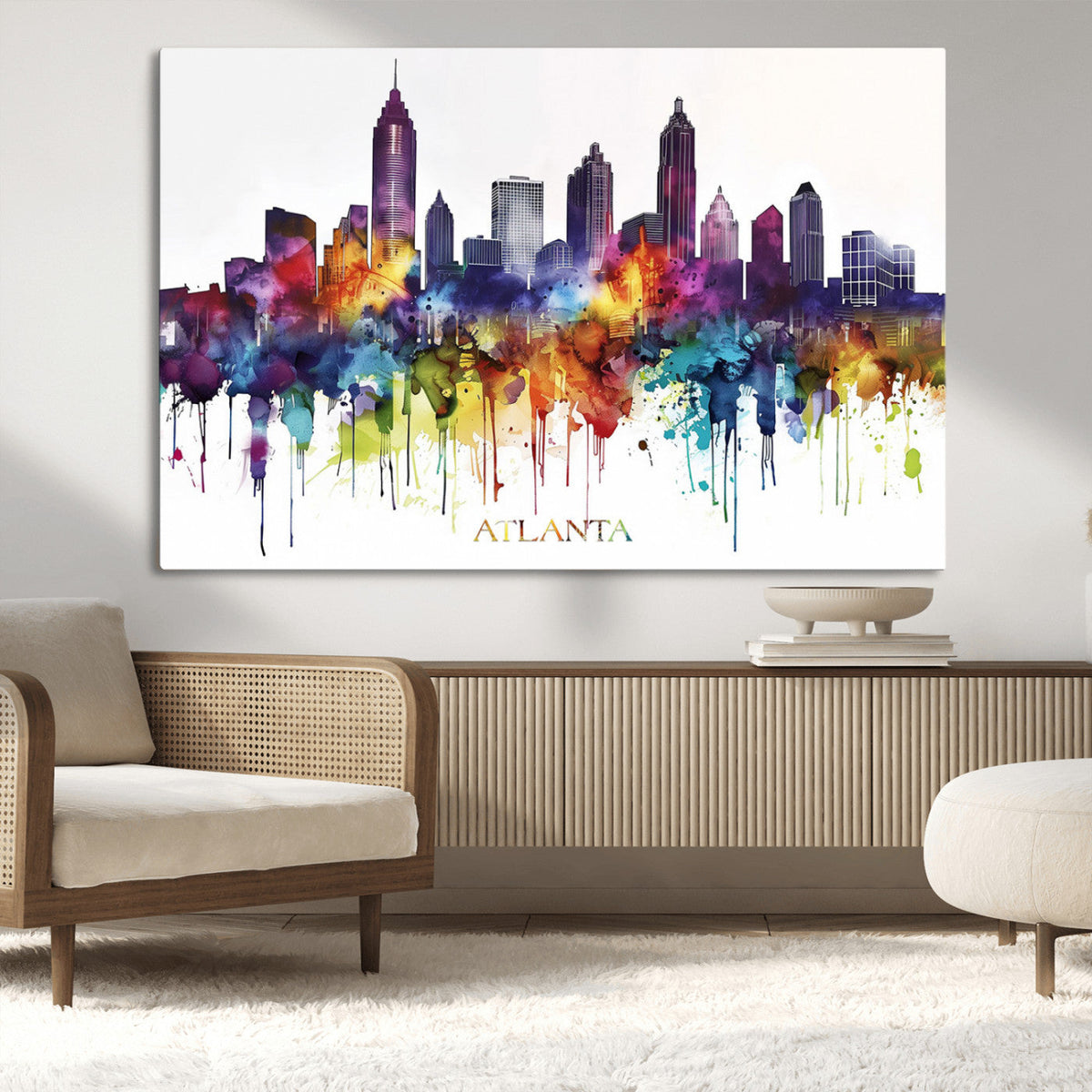 Atlanta Skyline Wall Art Canvas Print – Framed Colorful