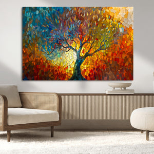 Yggdrasil Tree of Life Mosaic Stained Glass Wall Art, Tree