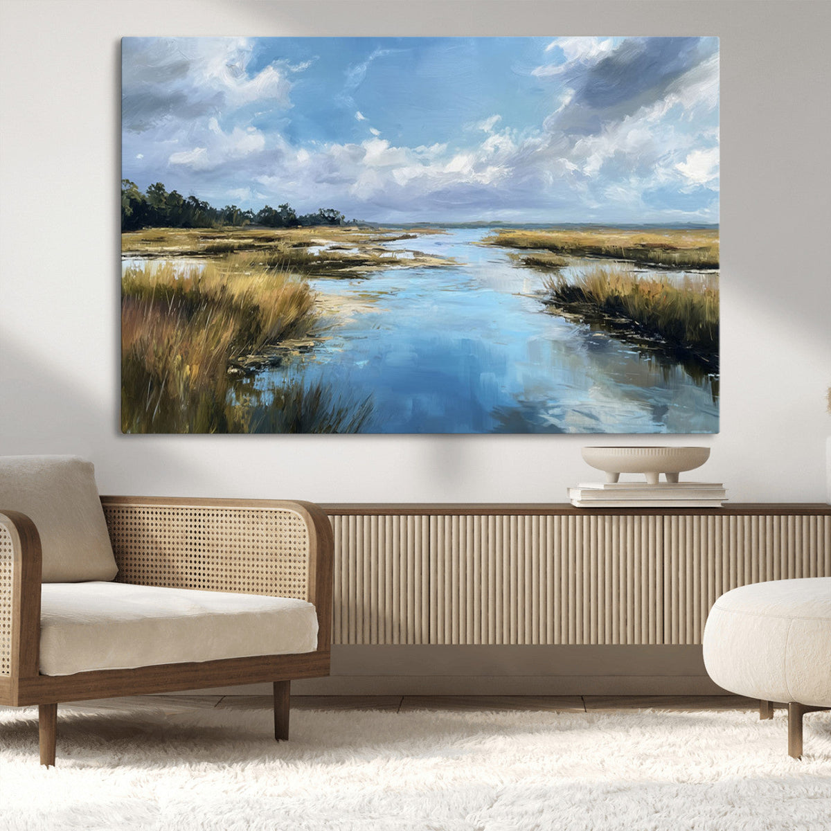 Marshland Wall Art Canvas Print – Serene Water Reflection