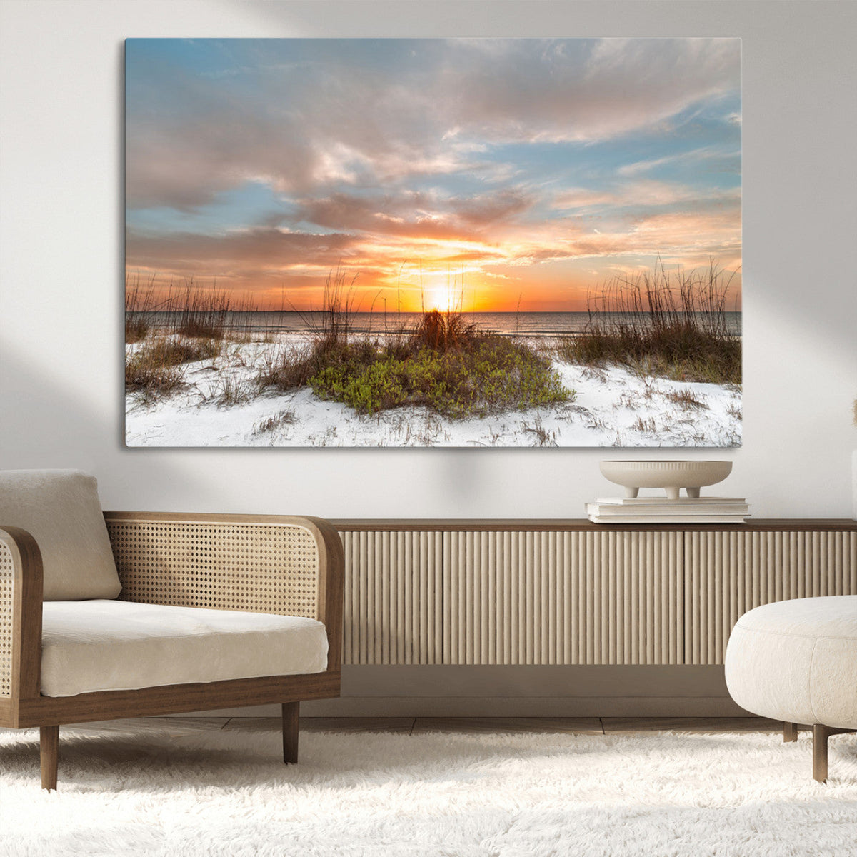 Sunset Beach Wall Art Print – Coastal Canvas Ocean Landscape