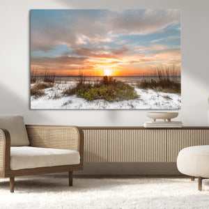 Sunset Beach Wall Art Print – Coastal Canvas Ocean Landscape
