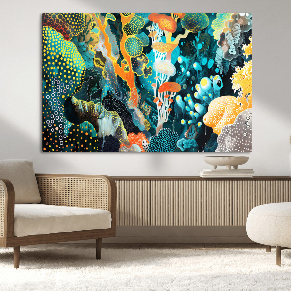 Vivid Underwater Coral Reef Wall Art Canvas Print,
