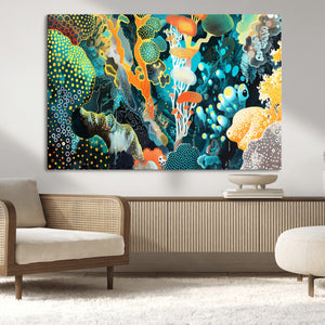 Vivid Underwater Coral Reef Wall Art Canvas Print,