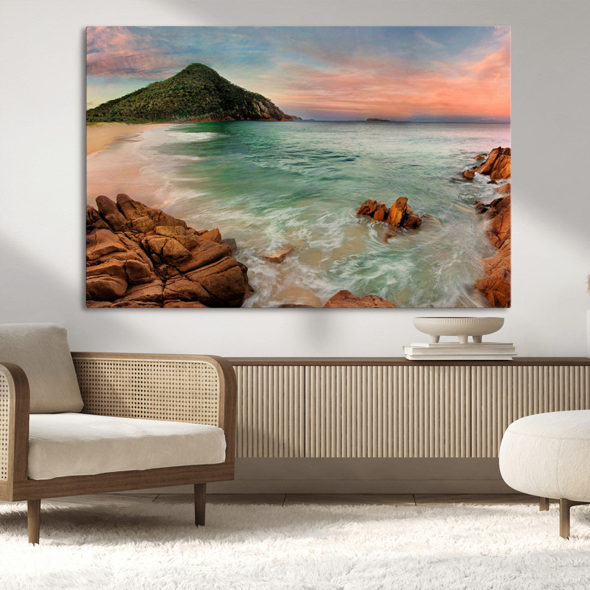 Coastal Landscape Wall Art Canvas Print – Rocky Shore and