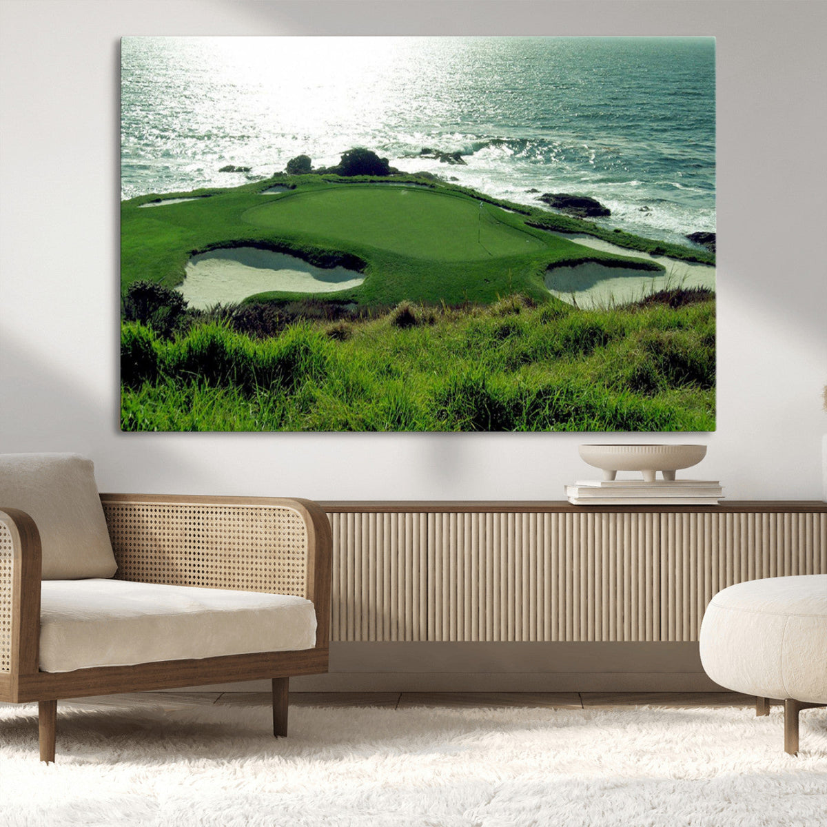 Coastal Golf Course Wall Art Canvas Print – Scenic Green