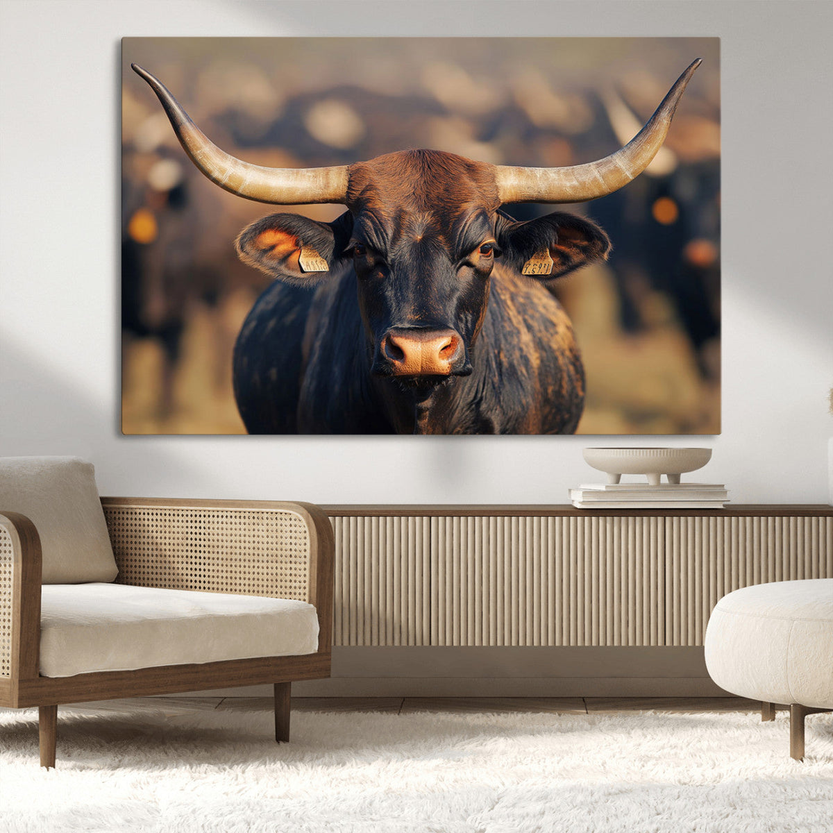 Majestic Texas Longhorn Bull Rustic Farm Animal Strong