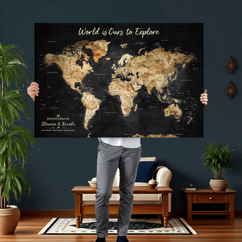 Personalized World Map Print | Customize Map with Push Pin