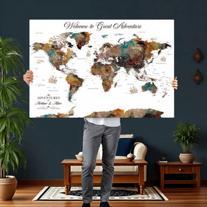 Customizable Framed World Map Canvas Print – Personalized
