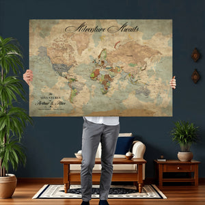 Customize Push Pin World Map Wall Canvas Print –