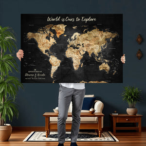 Framed Personalized Push Pin World Map – Custom Travel