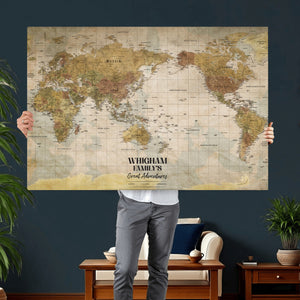 Personalized Push Pin World Map Canvas Print – Custom