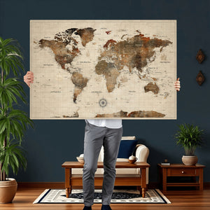 World Map Canvas Print – Framed Detailed Map of the World