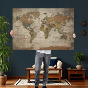 World Map Canvas Print – Framed Travel Map Wall Art for