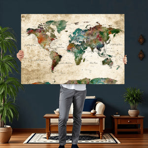 World Map Canvas Print – Framed Detailed Map of the World