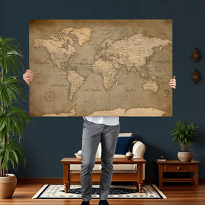 World Map Canvas Print – Framed Travel Map Wall Art for