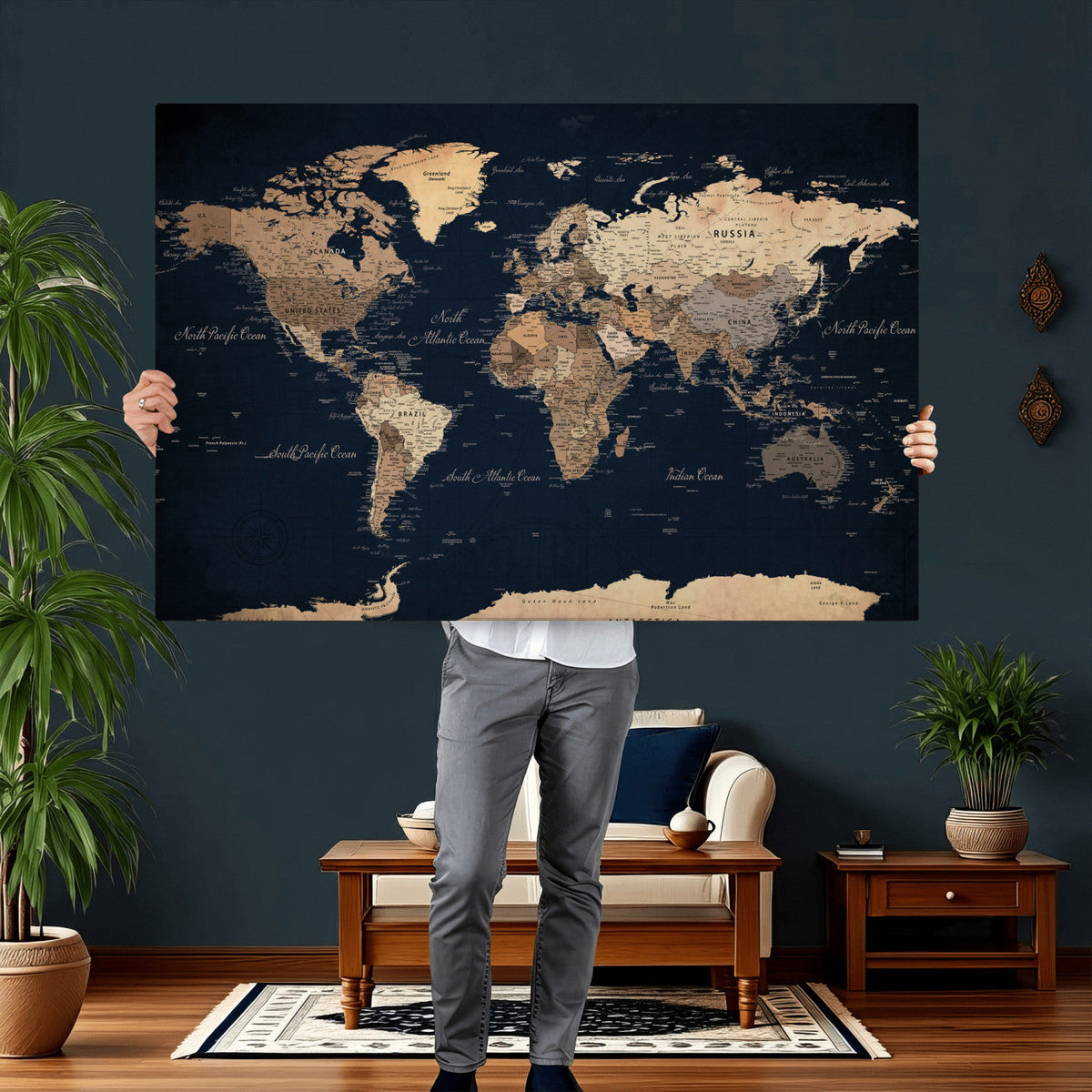 World Map Canvas Print – Detailed Map of the World Wall Art