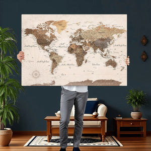 World Map Canvas Print – Framed Detailed Map of the World