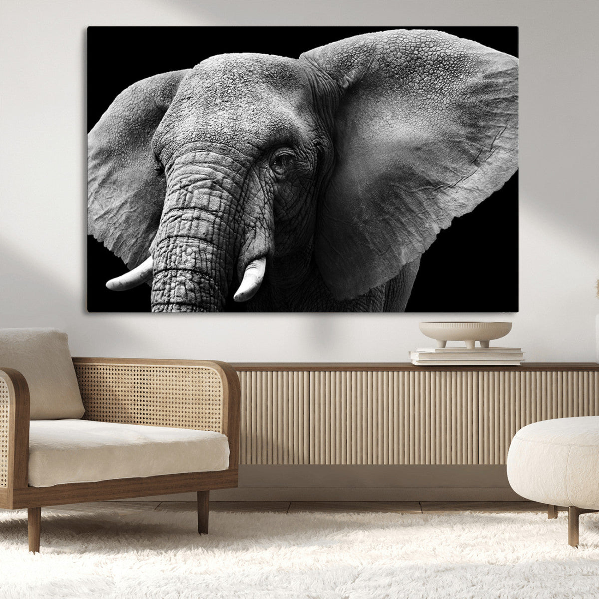 Big Elephant Close Up Wall Art Canvas Print