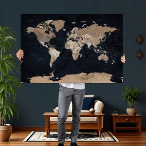 Grunge Wall Art World Map Canvas Print