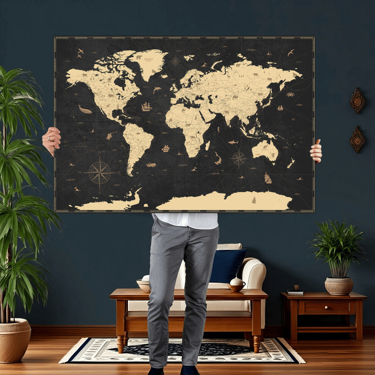 World Map Canvas Print – Detailed Map of the World Wall Art