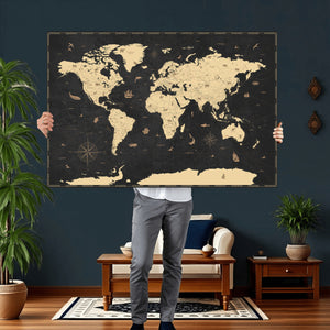 World Map Canvas Print – Detailed Map of the World Wall Art