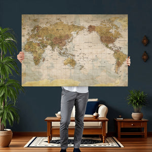 World Map Canvas Print – Detailed Map of the World Wall Art